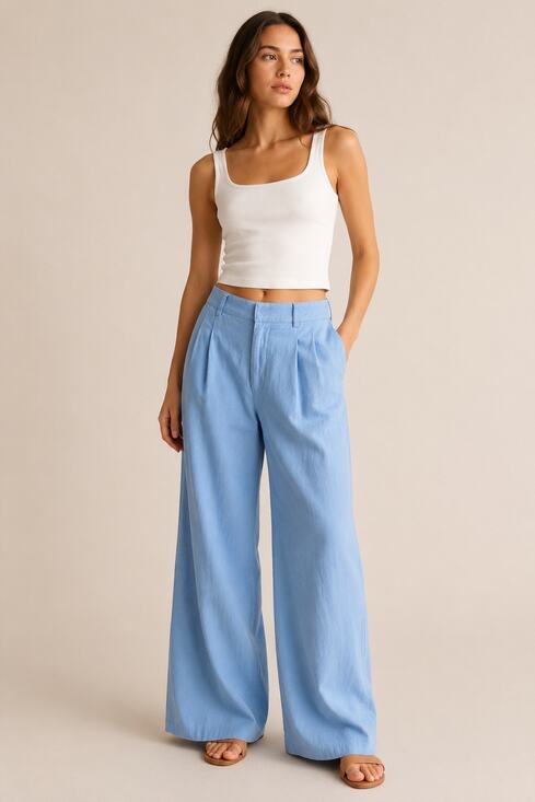 Abercrombie & Fitch Pants - Abercrombie & Fitch Light Blue Wide-Leg Pants | Size Small